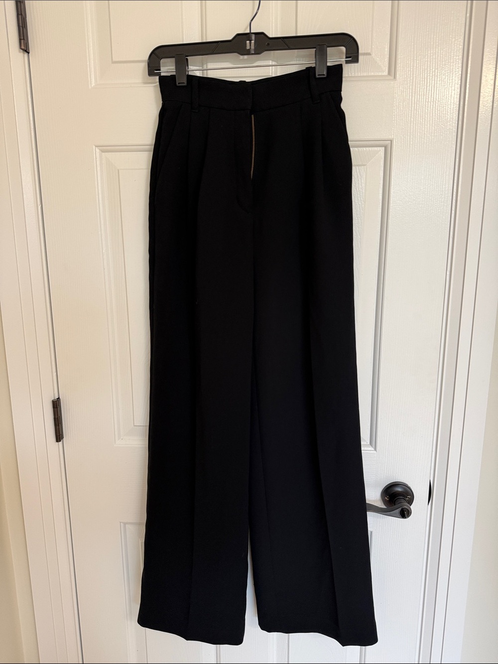 Aritzia Black High-Rise Wide-Leg Trousers